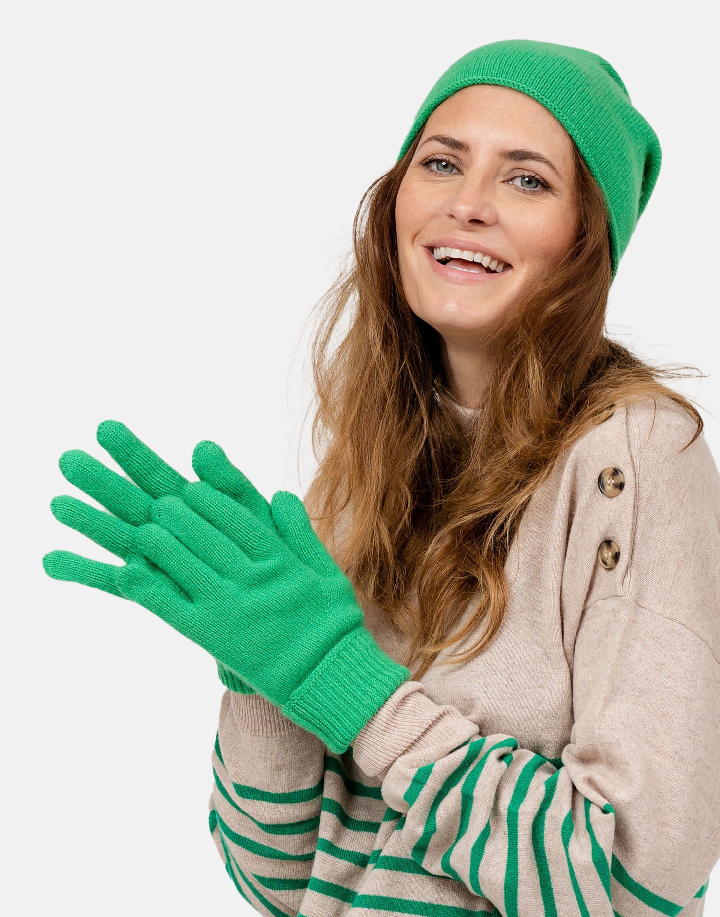 Wanda Green Cashmere Gloves