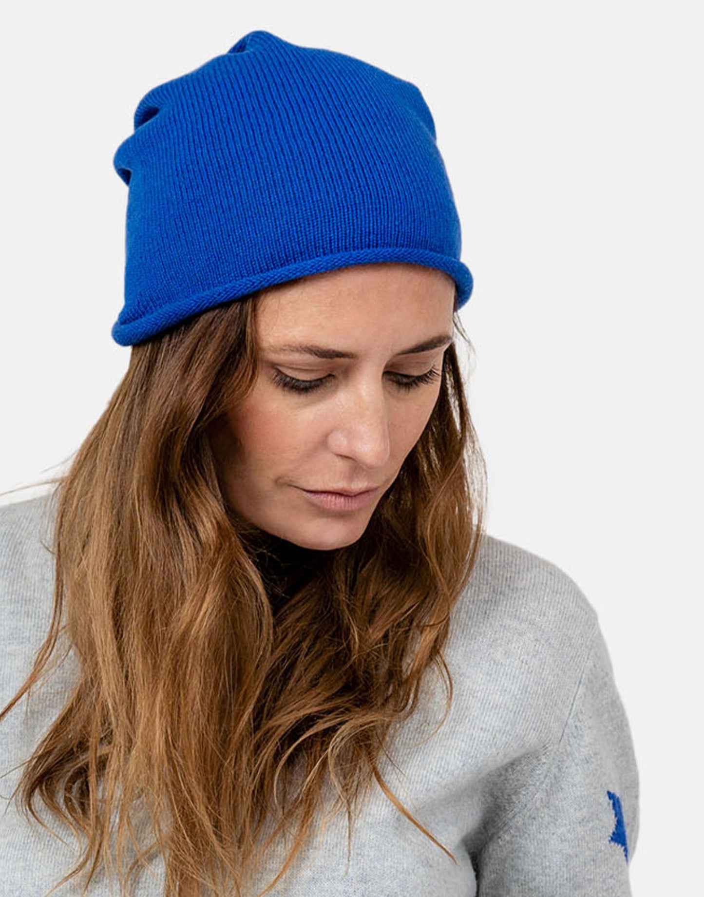 Frenchie Blue Cashmere beanie