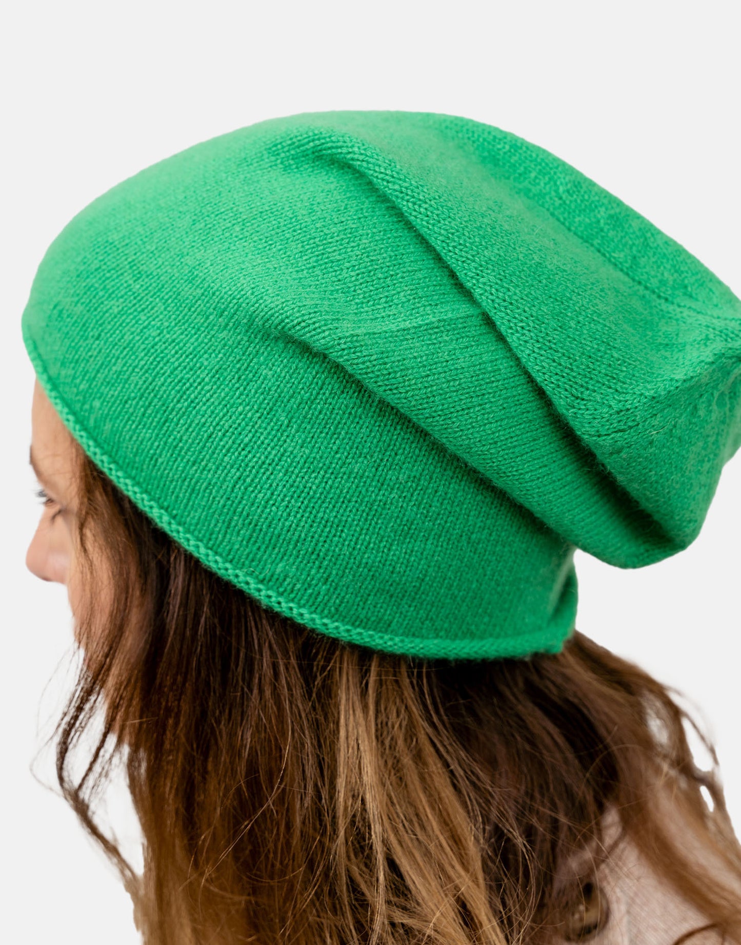 Frenchie Green Cashmere Beanie Hat