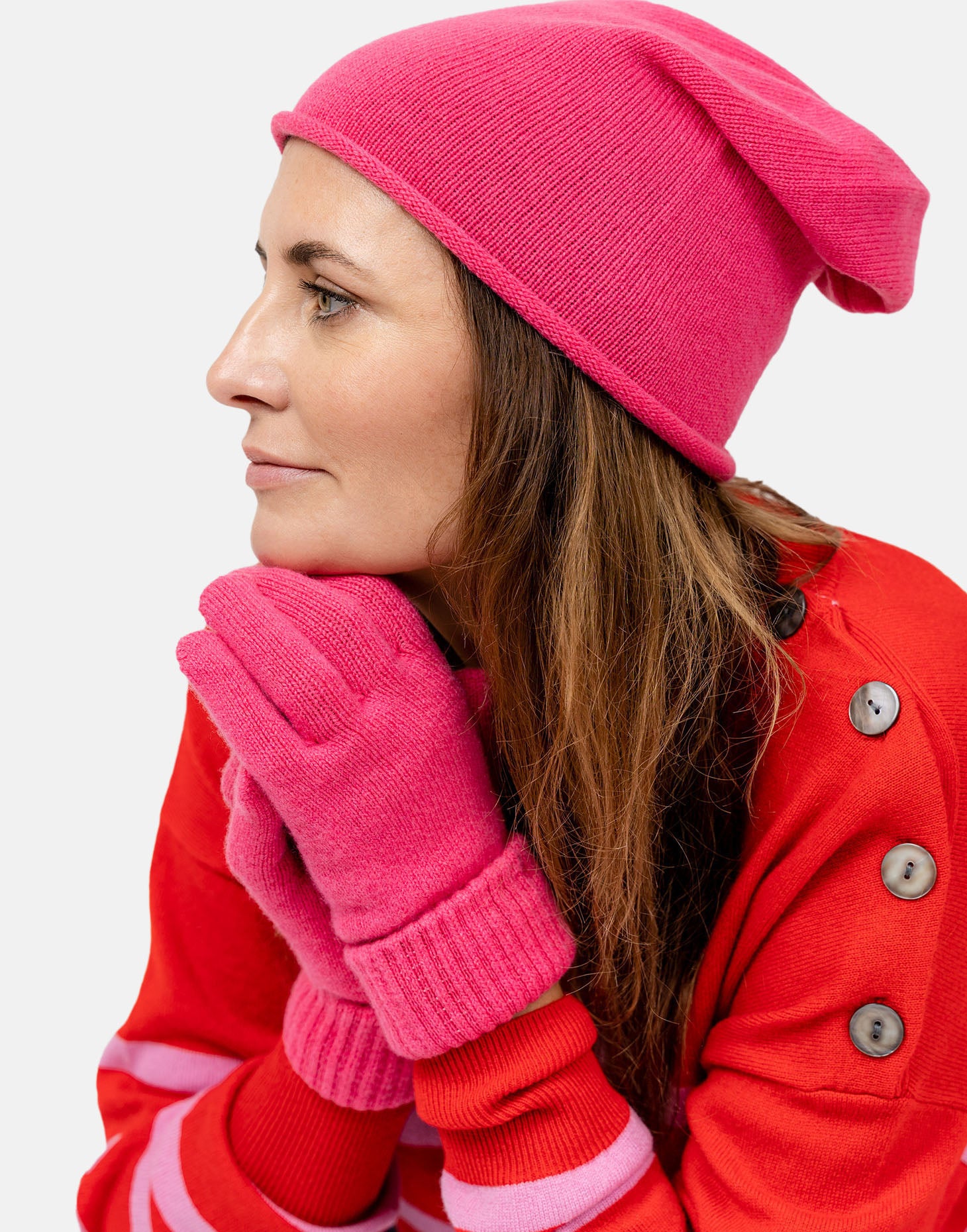 Pink hot sale cashmere beanie