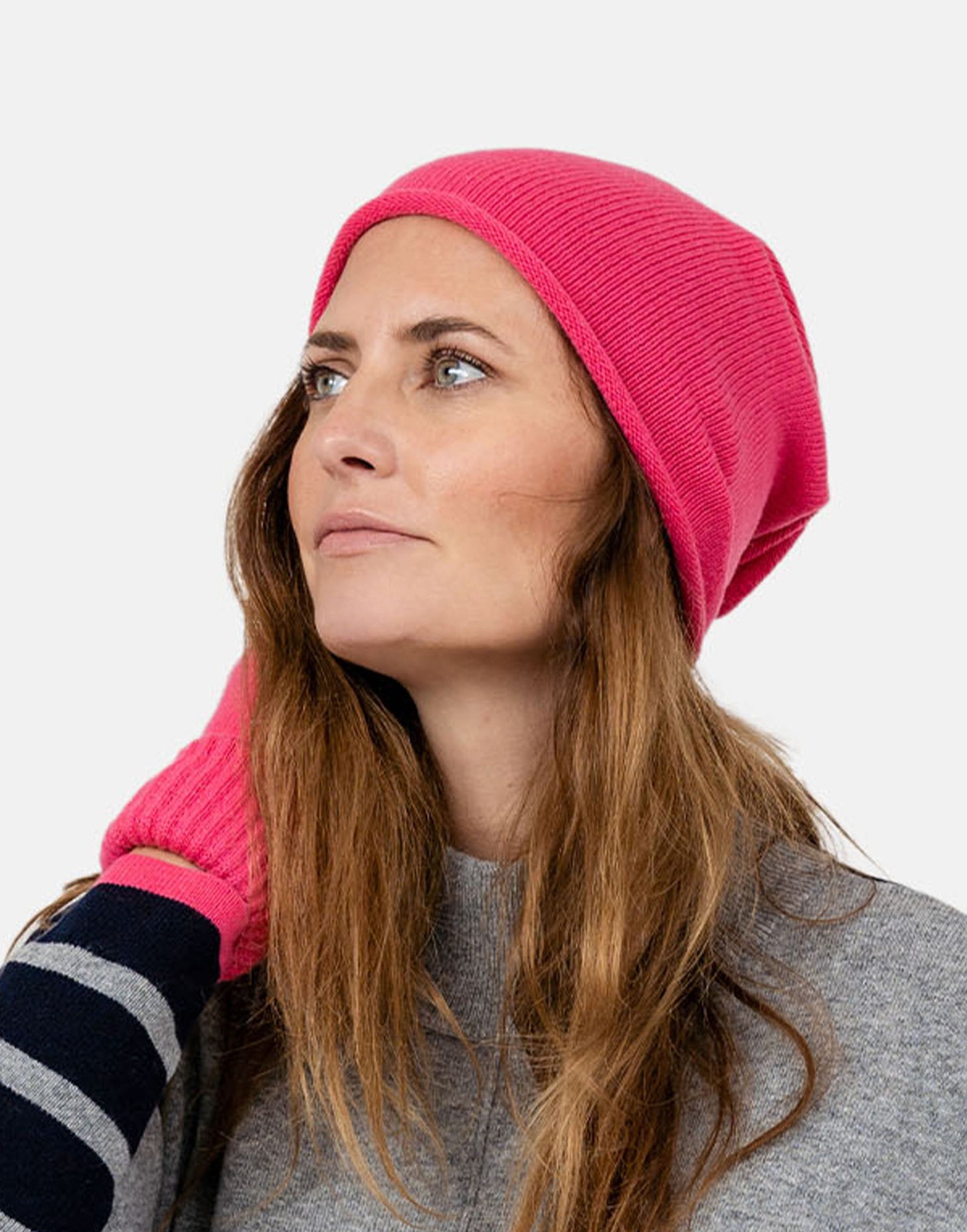 Frenchie Pink Cashmere Beanie Hat